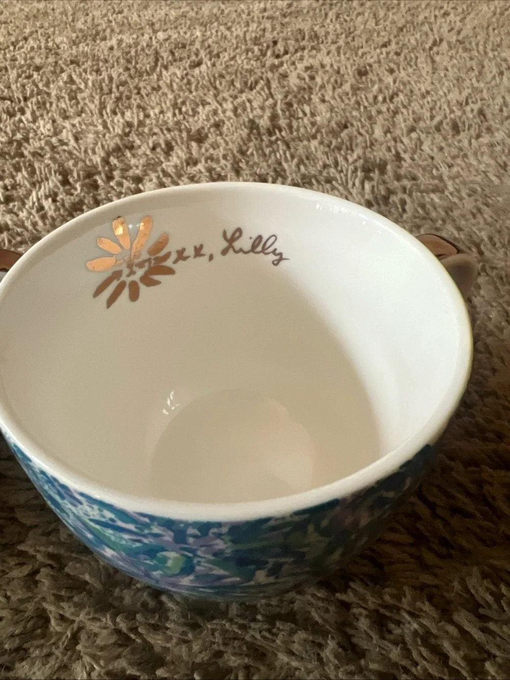 Lilly Pulitzer Coffee Mugs Set of 2 High Maintenance Blue Purple Floral Ceramic